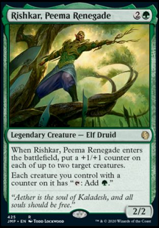 (425) Magic The Gathering Jumpstart Single: Rishkar, Peema Renegade  Rare