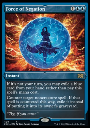 (429) Magic The Gathering Double Masters 2022: Extras Single: Force of Negation (V.2)  Rare