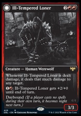 (429) Magic The Gathering Innistrad: Double Feature Single: Ill-Tempered Loner // Howlpack Avenger  Rare