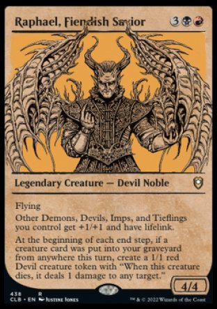 (438) Magic The Gathering Commander Legends: Battle for Baldur's Gate: Extras Single: Raphael, Fiendish Savior (V.2)  Rare
