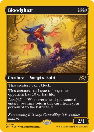 (445) Magic The Gathering Aetherdrift: First-Place Single: Bloodghast (V.1)  Rare