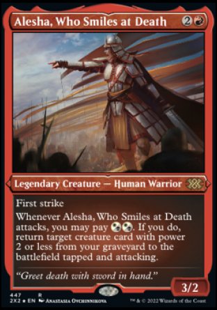 (447) Magic The Gathering Double Masters 2022: Extras Single: Alesha, Who Smiles at Death Holo Rare