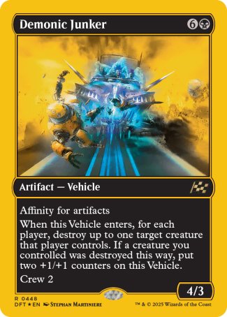(448) Magic The Gathering Aetherdrift: First-Place Single: Demonic Junker (V.1)  Rare