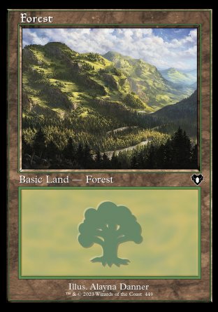 (449) Magic The Gathering Commander Masters: Extras Single: Forest (V.1) Holo Land
