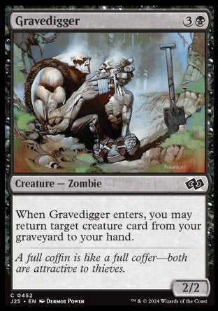 (452) Magic The Gathering Foundations Jumpstart Single: Gravedigger  Common
