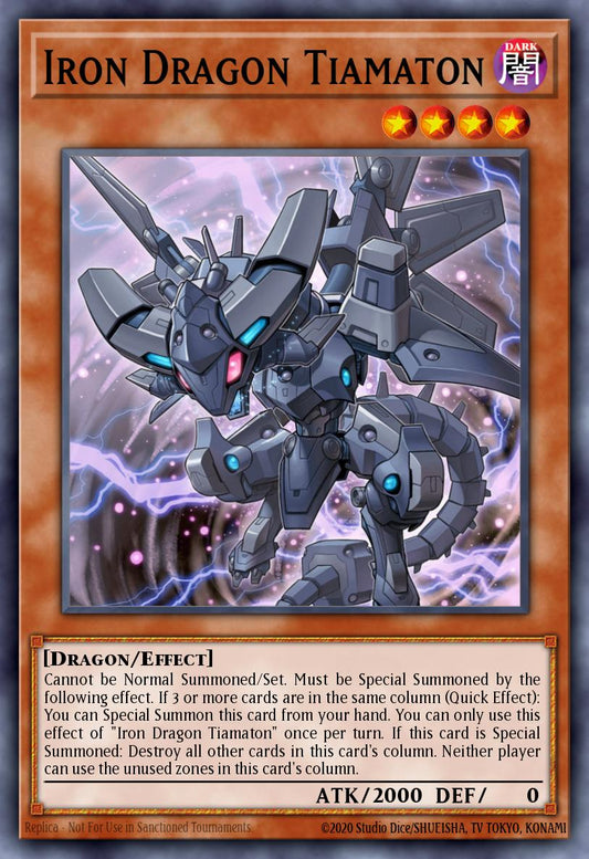 (016) YuGiOh TCG MP19: 2019 Gold Sarcophagus Tin Mega Pack Single: Iron Dragon Tiamaton  Secret Rare