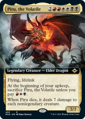 (466) Magic The Gathering Modern Horizons 2: Extras Single: Piru, the Volatile (V.3) Holo Rare