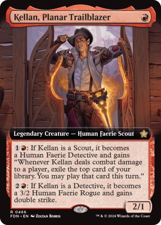 (466) Magic The Gathering Magic: The Gathering Foundations: Extras Single: Kellan, Planar Trailblazer (V.3) Holo Rare