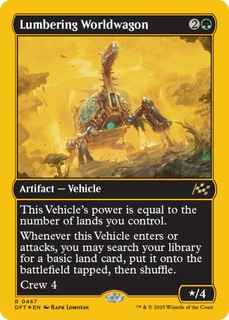 (467) Magic The Gathering Aetherdrift: First-Place Single: Lumbering Worldwagon (V.1)  Rare