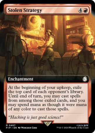 (467) Magic The Gathering Universes Beyond: Fallout: Extras Single: Stolen Strategy (V.1)  Holo Rare