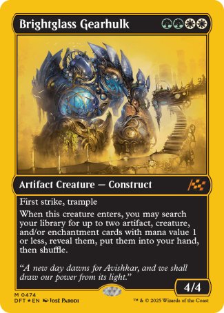 (474) Magic The Gathering Aetherdrift: First-Place Single: Brightglass Gearhulk (V.1)  Mythic