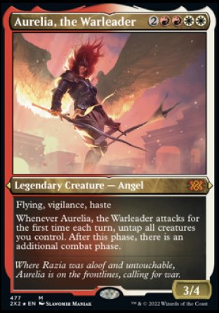 (477) Magic The Gathering Double Masters 2022: Extras Single: Aurelia, the Warleader  Mythic