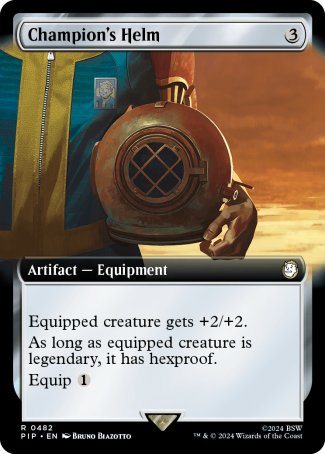 (482) Magic The Gathering Universes Beyond: Fallout: Extras Single: Champion's Helm (V.1)  Holo Rare