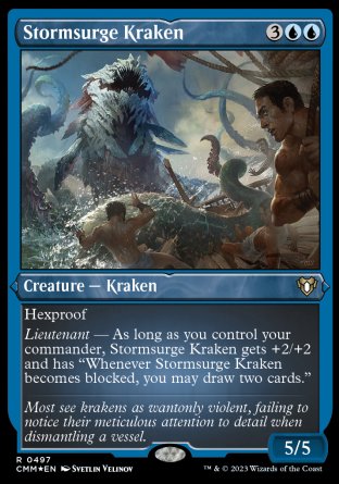 (497) Magic The Gathering Commander Masters: Extras Single: Stormsurge Kraken Holo Rare