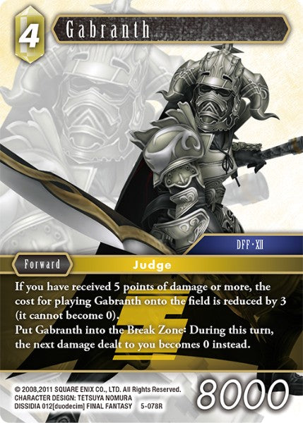(078) Final Fantasy TCG Opus V Single: Gabranth (5-078) Holo Rare