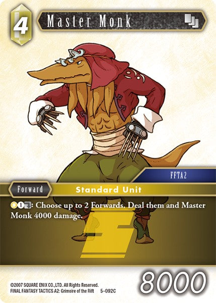 (092) Final Fantasy TCG Opus V Single: Master Monk (5-092) Holo Common