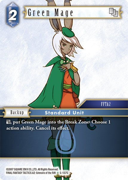 (137) Final Fantasy TCG Opus V Single: Green Mage (5-137) Holo Common
