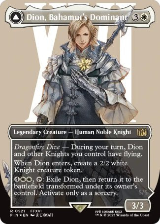 (521) Magic The Gathering Magic: The Gathering - FINAL FANTASY: Extras Single: Dion, Bahamut's Dominant // Bahamut, Warden of Light (V.3) Holo Rare