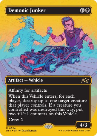 (524) Magic The Gathering Aetherdrift: First-Place Single: Demonic Junker (V.2)  Rare