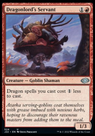(524) Magic The Gathering Jumpstart 2022 Single: Dragonlord's Servant  Uncommon
