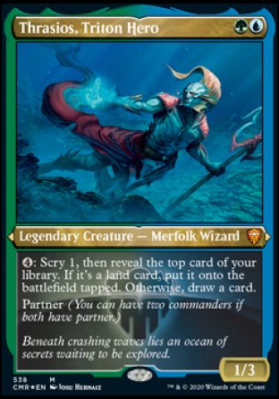 (538/361) Magic The Gathering Commander Legends: Extras Single: Thrasios, Triton Hero Holo Mythic