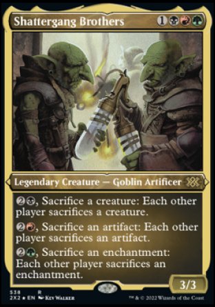 (538) Magic The Gathering Double Masters 2022: Extras Single: Shattergang Brothers  Rare