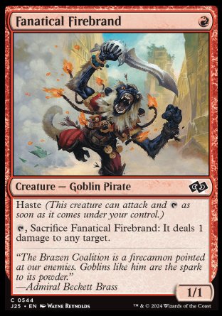 (544) Magic The Gathering Foundations Jumpstart Single: Fanatical Firebrand  Common