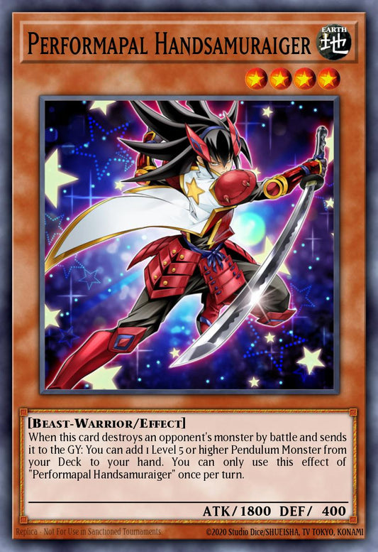 (145) YuGiOh TCG MP19: 2019 Gold Sarcophagus Tin Mega Pack Single: Performapal Handsamuraiger  Common