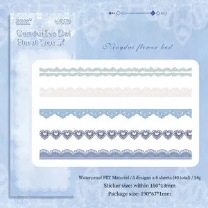 Vintage Lace Stickers: Cyan Flower Bud