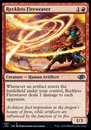 (587) Magic The Gathering Jumpstart 2022 Single: Reckless Fireweaver  Common