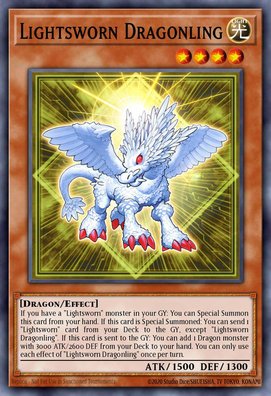 (023) YuGiOh TCG LEDE: Legacy of Destruction Single: Lightsworn Dragonling (V.2 - Quarter Century Secret Rare)  Quarter Century Secret Rare