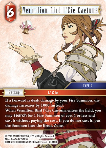 (010) Final Fantasy TCG Opus VI Single: Vermilion Bird l'Cie Caetuna (6-010) Holo Hero