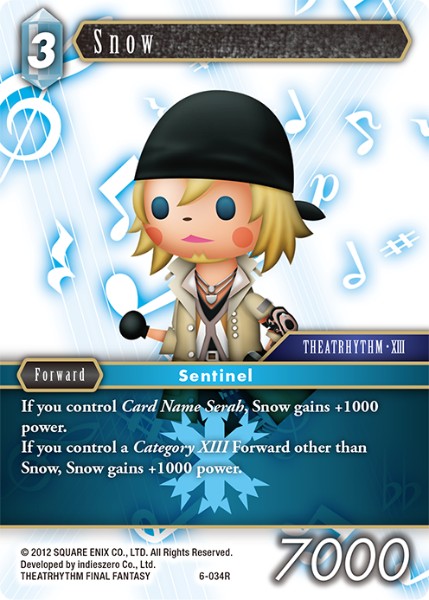 (034) Final Fantasy TCG Opus VI Single: Snow (6-034)  Rare
