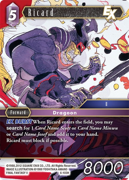 (103) Final Fantasy TCG Opus VI Single: Ricard (6-103) Holo Hero