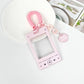 Photocard Holder: Music Player with Spring Cord & Heart Charm: Pink