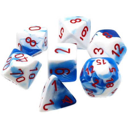 Chessex Translucent Polyhedral 7-Die Set: Astral Blue-White / Red