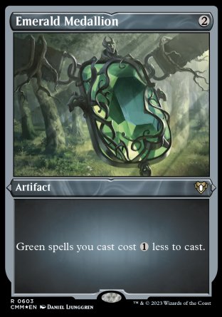 (603) Magic The Gathering Commander Masters: Extras Single: Emerald Medallion Holo Rare