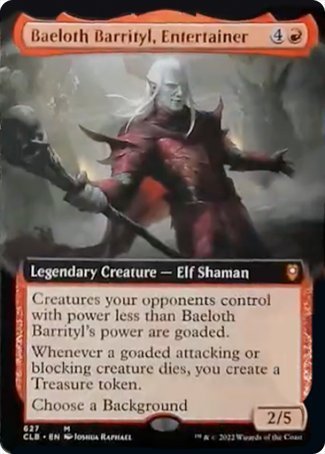(627) Magic The Gathering Commander Legends: Battle for Baldur's Gate: Extras Single: Baeloth Barrityl, Entertainer (V.2) Holo Mythic