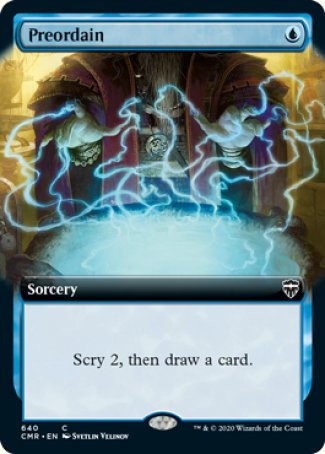 (640/361) Magic The Gathering Commander Legends: Extras Single: Preordain Holo Common