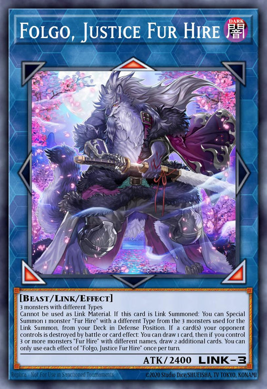 (190) YuGiOh TCG MP19: 2019 Gold Sarcophagus Tin Mega Pack Single: Folgo, Justice Fur Hire  Rare