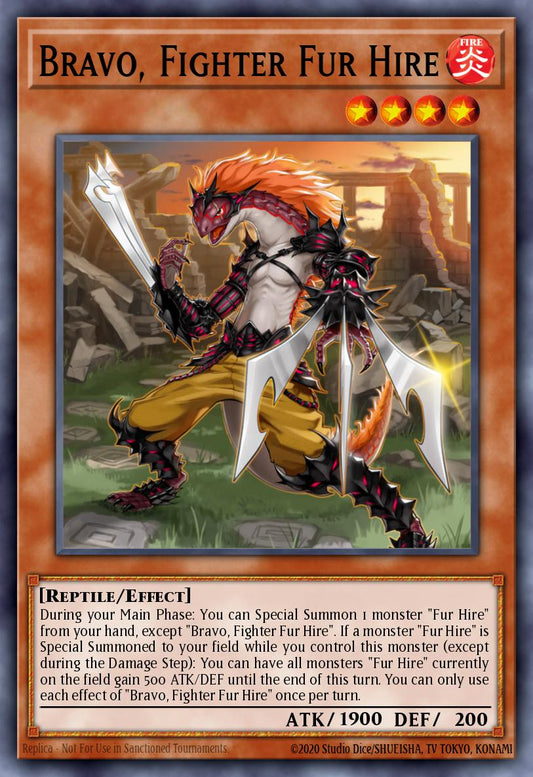 (249) YuGiOh TCG MP19: 2019 Gold Sarcophagus Tin Mega Pack Single: Bravo, Fighter Fur Hire  Common