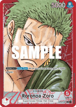 (001) One Piece TCG OP01: Romance Dawn Single: Roronoa Zoro (OP01-001) (V.2)  Alternate Art