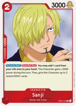 (013) One Piece TCG OP01: Romance Dawn Single: Sanji (OP01-013) (V.1)  Rare