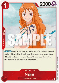 (016) One Piece TCG OP01: Romance Dawn Single: Nami (OP01-016) (V.1)  Rare