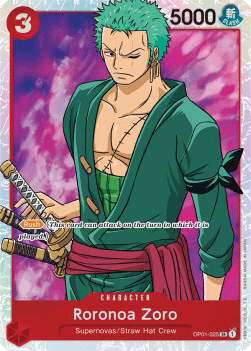 (025) One Piece TCG OP01: Romance Dawn Single: Roronoa Zoro (OP01-025) (V.1)  Super Rare
