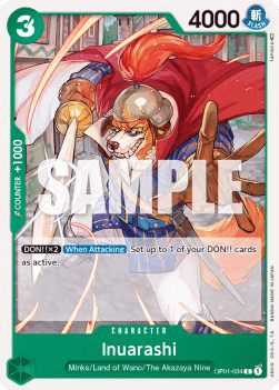 (034) One Piece TCG OP01: Romance Dawn Single: Inuarashi (OP01-034) (V.1)  Common