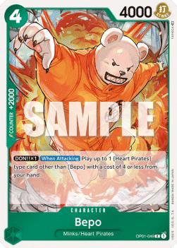 (049) One Piece TCG OP01: Romance Dawn Single: Bepo (OP01-049)  Rare
