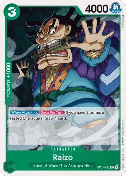 (052) One Piece TCG OP01: Romance Dawn Single: Raizo (OP01-052)  Uncommon