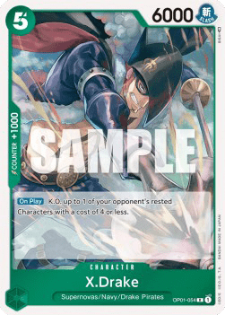 (054) One Piece TCG OP01: Romance Dawn Single: X.Drake (OP01-054)  Rare