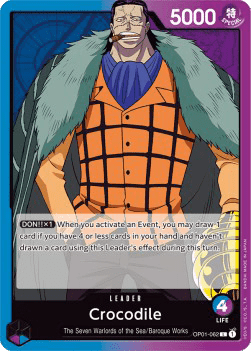 (062) One Piece TCG OP01: Romance Dawn Single: Crocodile (OP01-062) (V.1)  Leader